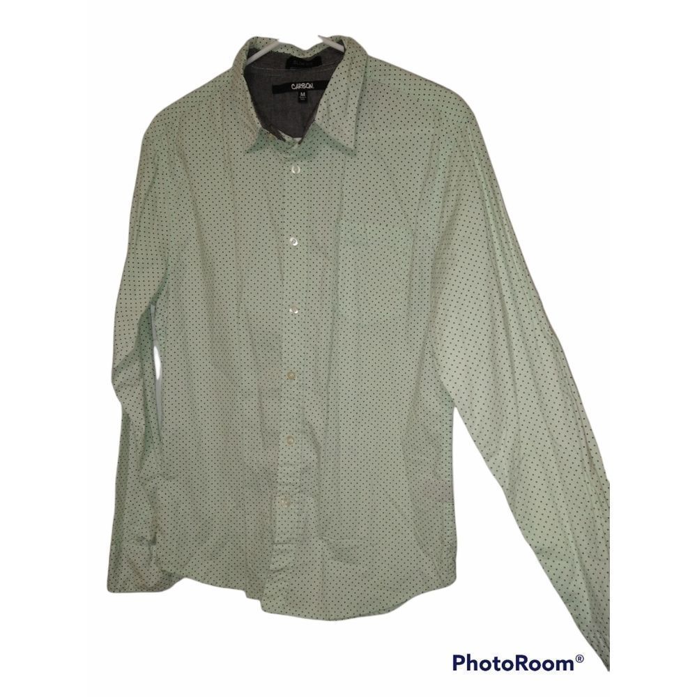 Carbon's Men Long Sleeve Button Down Dress Shirt Slim Fit Size M